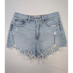 Abercrombie & Fitch The Mom Short Mid Rise Curve Love Women's 28/6 Light Wash